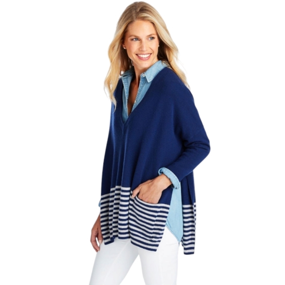 Vineyard Vines Oversized Wool & Cashmere V Neck Poncho - Women's